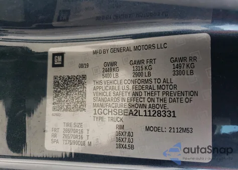 2020 Chevrolet Colorado from USA, damaged, VIN 1GCHSBEA2L1128331